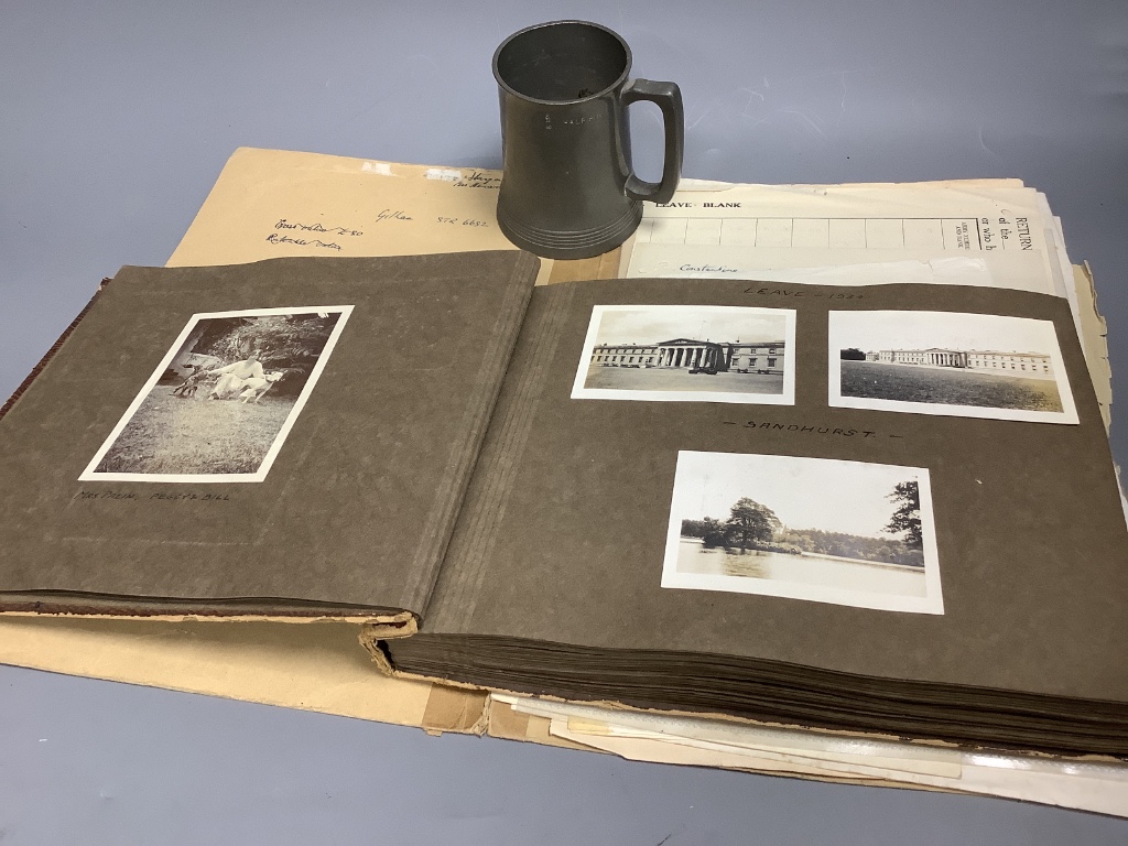 Major J.M Haycraft, a collection of ephemera and related material spanning the first and second world wars, to include an album of photographs detailing tours of India, aerial photography, etc, together with typed and ha